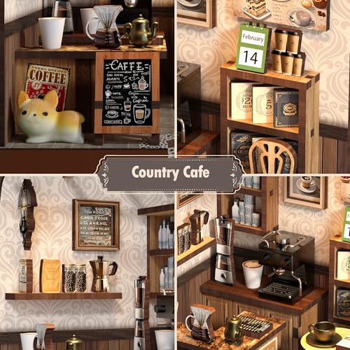 DIY Miniature Kit - 3D Puzzles for Adults & Teens, Book Nooks and Model Building Kits for Bookshelf Decor, Relaxing Craft & Unique Gift for Craft Lovers (Country Cafe)