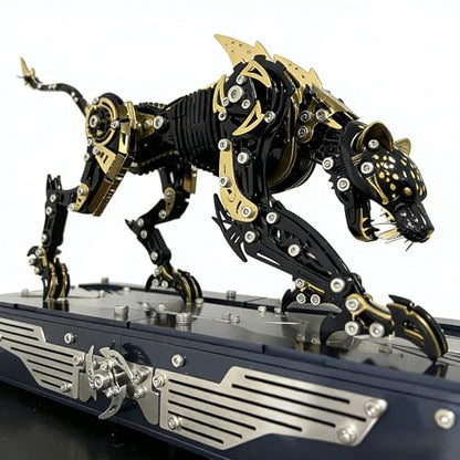 3-D Metal Cheetah Model Building Kit for Adults: Steampunk Leopard Challenge - 3-D Puzzle Jigsaw, DIY Mechanical Engineering Toy, Unique Gifts for Men & Women (Black-Golden) - color: Black-golden