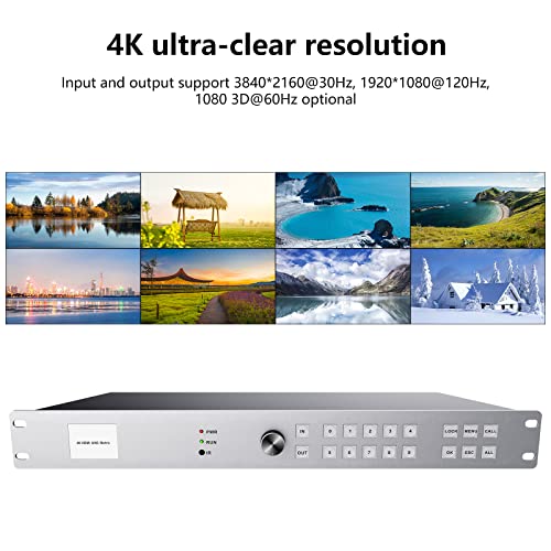 ICUIXIAN 4K 8x8 HDMI Matrix Switch 4K@30Hz Web GUI+LAN Port+Rs232 Control | Rackmount HDMI Matrix 8x8, HDCP, EDID, 3D, APP, Backlit Button,Screen display, 3.5mm Audio (8 Input 8 Output Matrix Splitter) - size: 8x8 Matrix 4k30Hz