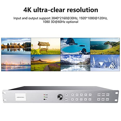 ICUIXIAN 4K 8x8 HDMI Matrix Switch 4K@30Hz Web GUI+LAN Port+Rs232 Control | Rackmount HDMI Matrix 8x8, HDCP, EDID, 3D, APP, Backlit Button,Screen display, 3.5mm Audio (8 Input 8 Output Matrix Splitter) - size: 8x8 Matrix 4k30Hz