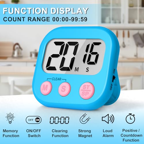 ZILLEEN Classroom Timer for Kids Teachers 2 Pack Digital Timers, Blue & Pink - color: Blue & Pink
