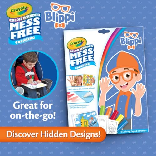 Crayola Blippi Color Wonder Coloring Set, 18 Blippi Mess Free Coloring Pages for Toddlers, Travel Activity, Toddler Toys & Gifts - style: Blippi