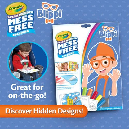 Crayola Blippi Color Wonder Coloring Set, 18 Blippi Mess Free Coloring Pages for Toddlers, Travel Activity, Toddler Toys & Gifts - style: Blippi