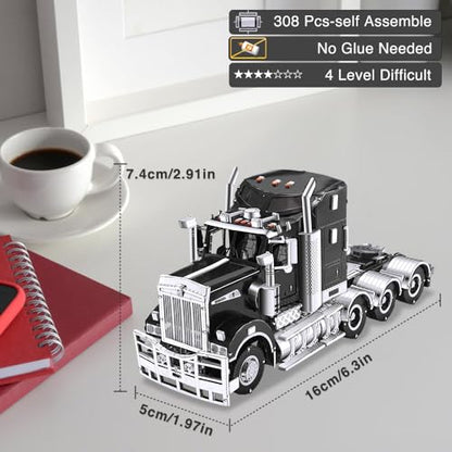 Piececool 3D Puzzles for Adults Metal Car Model Kits - H909 Heavy Truck Head Tractor Metal Model Building Kit, Home Decoration Challenging 3D Puzzles DIY Assembling Crafts Great Gifts - style: H909 Heavy Truck