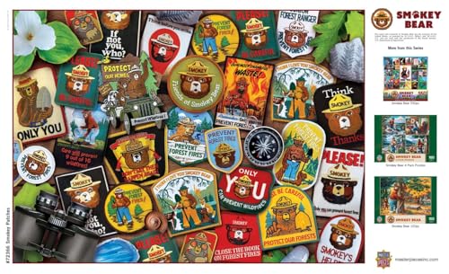MasterPieces - 1000 Piece Jigsaw Puzzle, Smokey Bear Patches, Fun for Adults, Family, Kids 20"x27" - style: Smokey Bear - Patches