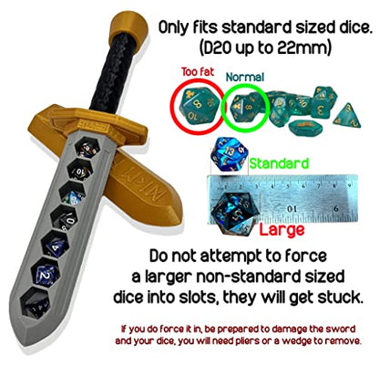 Sword Dagger Dice Holder - (Random 7PCS D20 Dice Set Included) - Custom Polyhedral Dice Storage for Tabletop RPG - Dungeons and Dragons - DND - D&D (Obsidian) - color: Obsidian