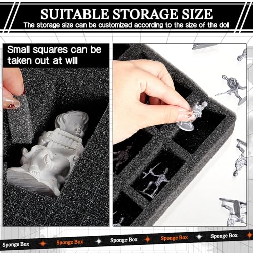 2 Pcs Miniature Storage Figure Case 144 Slot Sturdy Figurine Miniature Carrying Case with 3 Foam Layer (2 Pre Cut Trays 1 Pick Pluck Tray) Compatible with Wargame(Black) - color: black