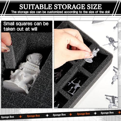 2 Pcs Miniature Storage Figure Case 144 Slot Sturdy Figurine Miniature Carrying Case with 3 Foam Layer (2 Pre Cut Trays 1 Pick Pluck Tray) Compatible with Wargame(Black) - color: black