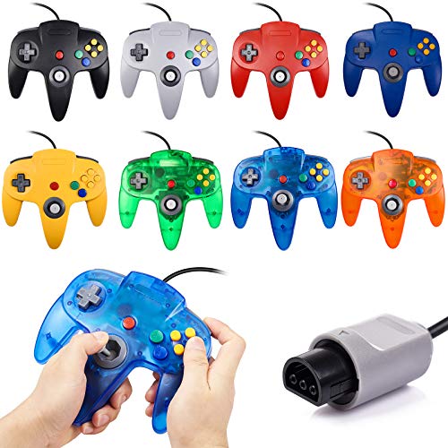 miadore 4 Pack Classic N64 Controller, Wired Classic N64 Gamepad with Upgraded Joystick (Black/Gray/Clear Orange/Clear Green) - color: Black/Gray/Clear Orange/Clear Green