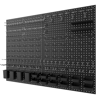 Metal Peg Board Kit with 1/4" Pegboard Accessories, 6 Pack 12"X24" Pegboard and 264PCS Extra Thick Pegboard Accessories,Wall Organizer Peg Board Panels Tool Organizer Storage System (Black)