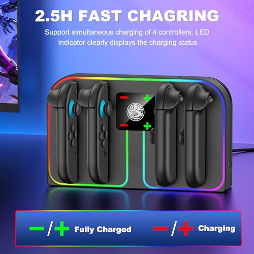 EXTREMECOOL Charging Dock Compatible with Nintendo Switch 2 (2025) for Joycon Controller, 4 in 1 Joypad Charger with Magnetic Design, Switch 2 Joy Con Fast Chagre Stand Station with USB C Cable - size: Vertical
