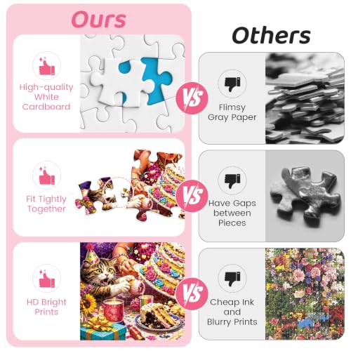 500 Piece Puzzles for Adults, Funny Grandma Birthday Party Jigsaw Puzzles 500 Pieces, Humor Fallen Cake Puzzles for Teens Seniors, Dog Cat Animal Jigsaw Puzzle Holiday Birthday Gift for Women