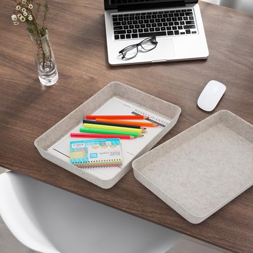 2pc Letter Size Felt File Folder Holder Oatmeal Document Paper Tray - color: Oatmeal