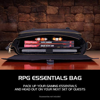 ENHANCE Tabletop RPG Player's Essentials DND Bag - Dungeons and Dragons Messenger Bag Fits Player's Handbook, Binders, Dice & Accessories with 17 inch Laptop Compartment and Battlemap Carrying Straps - color: Player's Bag