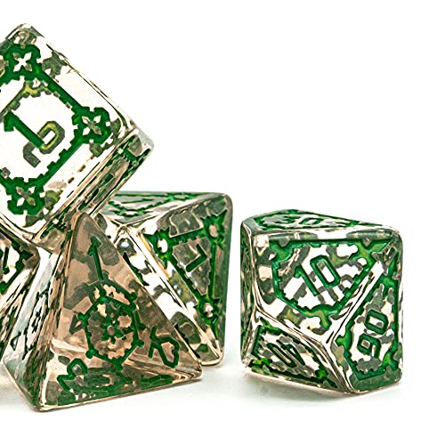 cusdie 7 Pcs 25mm Giant DND Dice, Polyhedral Dice Set, D&D Dice for Pathfinder RPG(Transparent Green) - color: Transparent Green