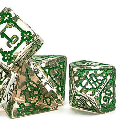 cusdie 7 Pcs 25mm Giant DND Dice, Polyhedral Dice Set, D&D Dice for Pathfinder RPG(Transparent Green) - color: Transparent Green