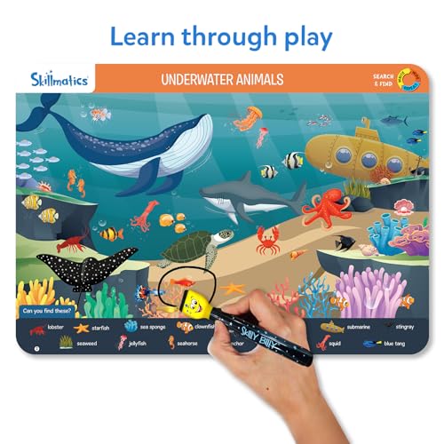 Skillmatics Search and Find Animals Educational Game - Reusable Preschool Learning Activities, Perfect for Toddlers & Kids Who Love Toys, Art & Crafts, Builds Vocabulary, Gifts for Ages 3, 4, 5, 6 - style: Search & Find Animals