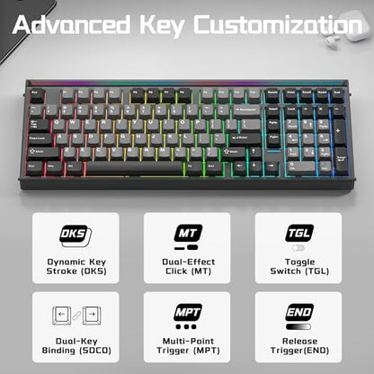 AULA Hero 99 Wired Gaming Keyboard, Hall Effect Keyboard with Rapid Trigger Mode, Hot Swappable Magnetic Switch Keyboard with Number Pad, Web Driver,RGB Backlit Mechanical Keyboard for Office PC Gamer - color: Black Gray