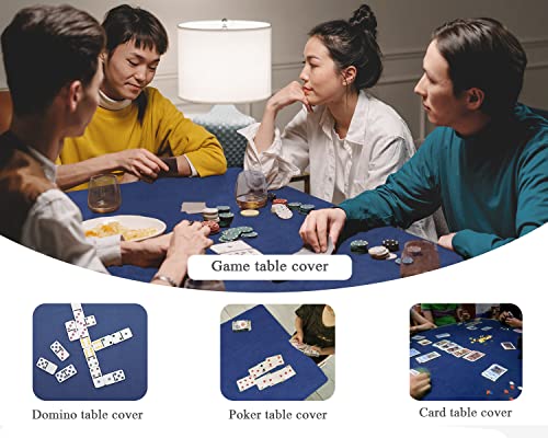 Plusvivo Game Table Cover - Mahjong, Poker, Bridge - Machine Washable Felt - 36" x 36" Blue - color: Blue