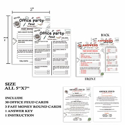 Tuyashua Office Party Feud Games, Work Party Games, Team Building Group Office Game, Great for Coworker Game or Adult Trivia - 30 Office Feud Cards and 3 Fast Money Round Cards (03)