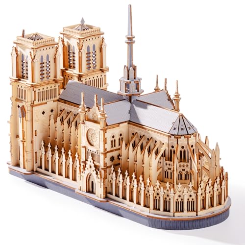 3D Wooden Puzzle for Adults — Notre Dame de Paris Cathedral Model Building Sets, DIY Craft Kits, Unique Gift and Home Decor for Architecture Enthusiast (330PCS)