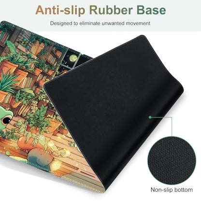 Large Gaming Mouse Pad Set, 4 in 1 Ergonomics Keyboard Desk Mat with Memory Foam Wrist Rest, Computer PC Extended Game Mousepad, Non-Slip Desk Matt Easy Typing Pain Relief I Frog & Mushroom - color: Frog & Mushroom