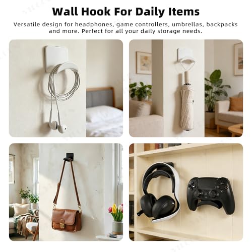Universal Headphone Hanger Wall Mount & Under Desk Hook – Adhesive Headset Stand for Gaming Headsets & Game Controller Stand