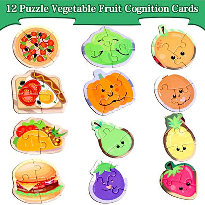 Magnetic Puzzles for Kids Ages 3-5, Travel Toddler Food Puzzle Toy | Refrigerator Magnet Game for Ages 4-6, Learning & Birthday Gift for Boys, Car Airplane Road Trip Quiet-Time Activity Toys - style: Food