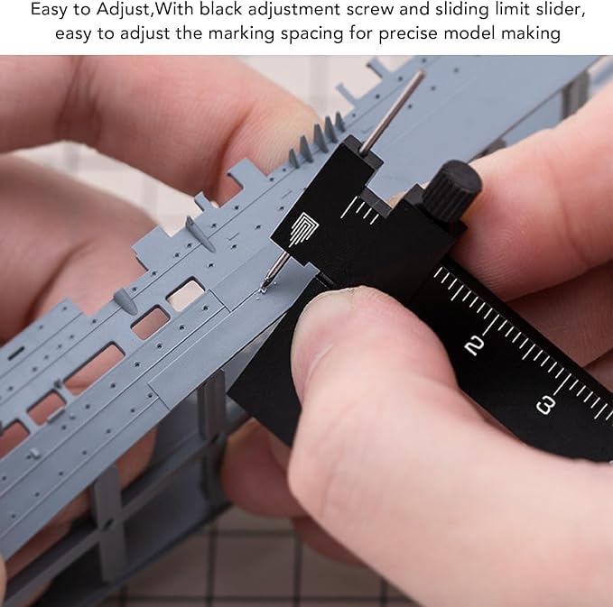 Equidistant Parallel Scriber Isometric Parallel Scribe Carving Ruler Model Cutting Scribed Line T-Shaped Ruler for Figure Kit Miniature Scale Model Hobby Craft Tool Accessories (Black) - color: Black