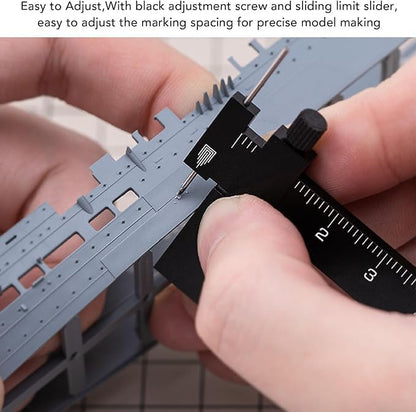 Equidistant Parallel Scriber Isometric Parallel Scribe Carving Ruler Model Cutting Scribed Line T-Shaped Ruler for Figure Kit Miniature Scale Model Hobby Craft Tool Accessories (Black) - color: Black