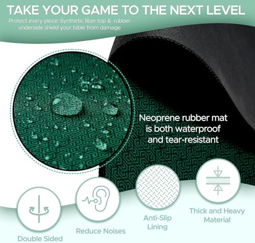 Board Game Mat 35"x35" Designed for 36 in Tables, Mahjong Mat with Carrying Bag, Neoprene Playmat, Table Cover for Board Games, Tile, Poker, RPG and Dominoes (Green) - color: Green