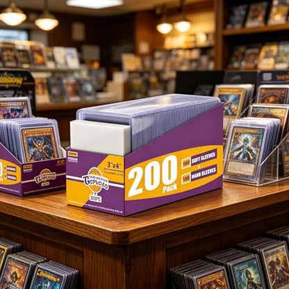 200 Card Sleeves Top Loaders for Cards, 3"x4" Card Holder (100Soft+100Hard) | Premium Card Protector, Playing Cards Holders, Fits 2.5"x3.5" Sized Standard Collectible Trading Baseball Sports Game Cards - size: 100 Soft + 100 Hard