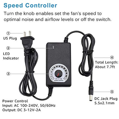 GDSTIME Router Cooling Fan with AC Plug Speed Control for ASUS GT/RT-AC5300 | Big Airflow, 4x 120mm Fans (240x240mm), High Performance Cooler Cooling Pad, for Laptop, Mini PC, TV Box, Xbox, Amplifiers