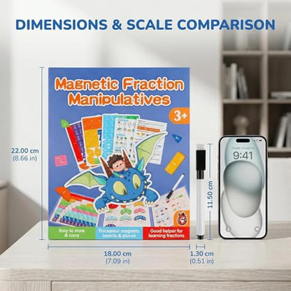 Magnetic Fraction Tiles Circles Playbook Homeschool Math Manipulatives | STEM Educational Games, Visual Learning Tools, Elementary Classroom Activities, Addition Subtraction Aids, Gifts for Boys