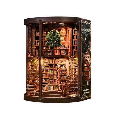 DIY Book Nook Kit with LED Lights | 3D Puzzles for Adults & Teens, Miniatures and Model Building Kits for Bookshelf Decor, Relaxing & Unique Gift for Craft Lovers | Wisdom Library