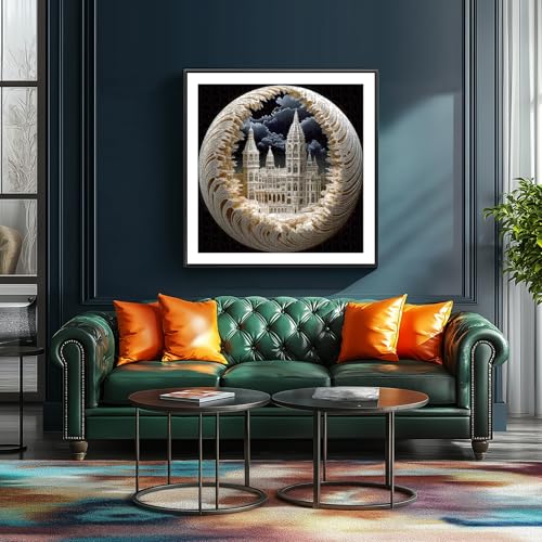500 Piece Jigsaw Puzzle for Adults, 3D Visual Intricate Cathedral Architecture Design, 500 Pieces Round Puzzle for Adults, Unique Impossible Difficult Hard Challenging Jigsaw Puzzles - color: Circular Cathedral
