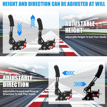 RYLNOK 64bit PC USB Handbrake Upgrade Sim Racing Gamges Handbrake For Logitech G25 G27 G29 G920 T500 T300 2m Nylon Wire Reinforced Spring Black And Clamp Simulate [windows] - color: Black