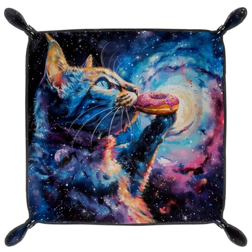 Nebula Cat Donut Dice Tray Dice Rolling Tray Folding Dice Holder for Dice Games, Like RPG, DND and Other Table Games - color: Multi 6