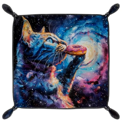 Nebula Cat Donut Dice Tray Dice Rolling Tray Folding Dice Holder for Dice Games, Like RPG, DND and Other Table Games - color: Multi 6