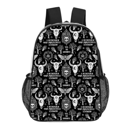 Large Clear Stadium Backpack Mesh Side Pockets Zipper Compartments | Large Capacity, Cat Skull Head Witch Board Black Gothic, Heavy Duty, Stadium Approved, Transparent Bag for Towels Water - color: Pattern (844)