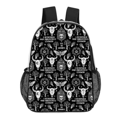 Large Clear Stadium Backpack Mesh Side Pockets Zipper Compartments | Large Capacity, Cat Skull Head Witch Board Black Gothic, Heavy Duty, Stadium Approved, Transparent Bag for Towels Water - color: Pattern (844)