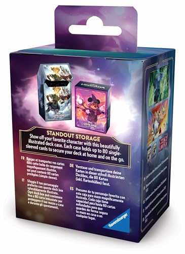 Ravensburger Disney Lorcana TCG Deck Box Featuring Mickey Mouse - Wayward Sorcerer | Securely Store 80 Sleeved Cards | Durable Portable Organizer for TCG Players | for Ages 8+