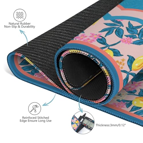 Blue Mahjong Mat for Table, 31.5*31.5in Anti Slip American Mahjong Table Cloth, Noise Reduction, Neoprene Mah jongg Mat with Carrying Bag & 3 Dices, Mahjong Set Gift, Board Tile Games Mats, Lemon Tree - color: Lemon Tree3