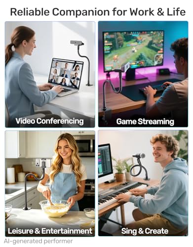 19" Webcam Stand Mount for Desk, Flexible Gooseneck Arm Cam Holder & Large Table Clamp for Logitech BRIO 4K C920 C920s C922 C922x C925e C930 C930e C960 C615 NexiGo N60, Light with 1/4" Thread