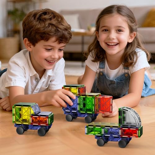 Magnetic Downhill Racer Track: 40pc Blocks Set w Car, STEM Toy 3-8 | Reinforced Tracks + Magnetic Car, STEM Montessori Toy, Safe ABS, Gift for Boys & Girls 3-8, Compatible w Major Brands - size: 40 Pieces
