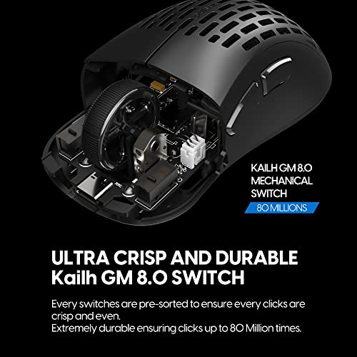 Pulsar Gaming Gears - Xlite v2 Wireless Gaming Mouse, Ultra Lightweight 2.1 oz (59 g), Ergonomic, 2.4 Ghz 1 ms 20000 DPI Optical Sensor PAW3370 Domestic Genuine Product (Medium, Wireless, Black) - color: Black, size: Medium, style: Xlite V2