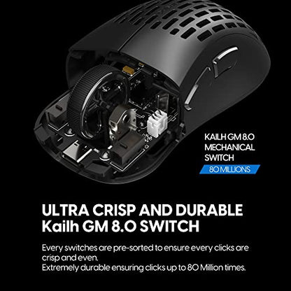Pulsar Gaming Gears - Xlite v2 Wireless Gaming Mouse, Ultra Lightweight 2.1 oz (59 g), Ergonomic, 2.4 Ghz 1 ms 20000 DPI Optical Sensor PAW3370 Domestic Genuine Product (Medium, Wireless, Black) - color: Black, size: Medium, style: Xlite V2