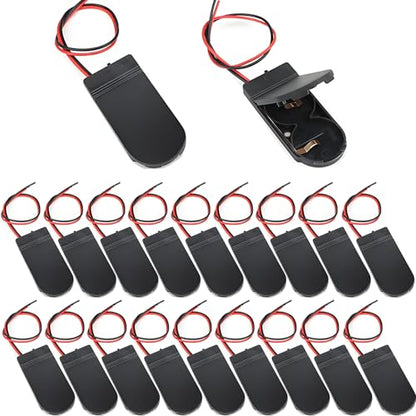 20PCS CR2032 Coin Cell Battery Holder 3V Socket with On Off Switch | Sturdy plastic battery storage socket with integrated switch, ideal for remote controls, timers, small electronic gadgets