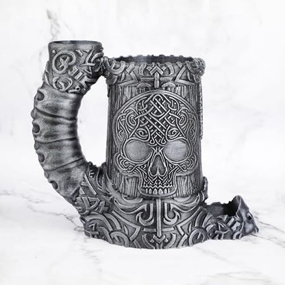 AUSPDICE DND Dice Rolling Tower, RPG Dice Storage for Tabletop Games | Hand-Painted Skull Dice Tower for Dungeons and Dragons –Gothic Dice Cup, Pen Holder, Drink Stand– (RF286B Skull Cup Silver) - color: Silver, style: RF286 Skull Cup