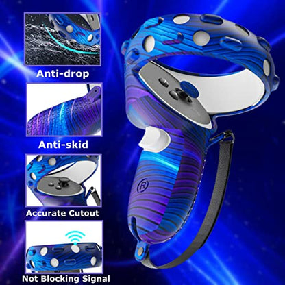 Compatible with Oculus Quest 2 Accessories, Silicone Face Cover, VR Shell Cover,Touch Controller Grip Cover,Protective Lens Cover,Disposable Eye Cover(Colorful B) - color: Colorful B